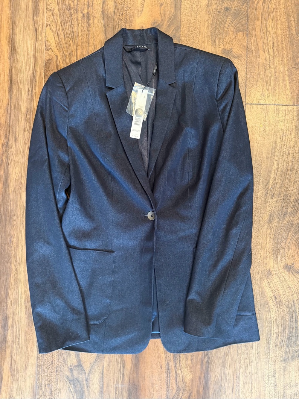 Tahari Navy Single-Button Blazer